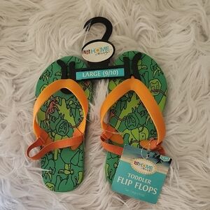Toddler Flip Flops - Green and Orange